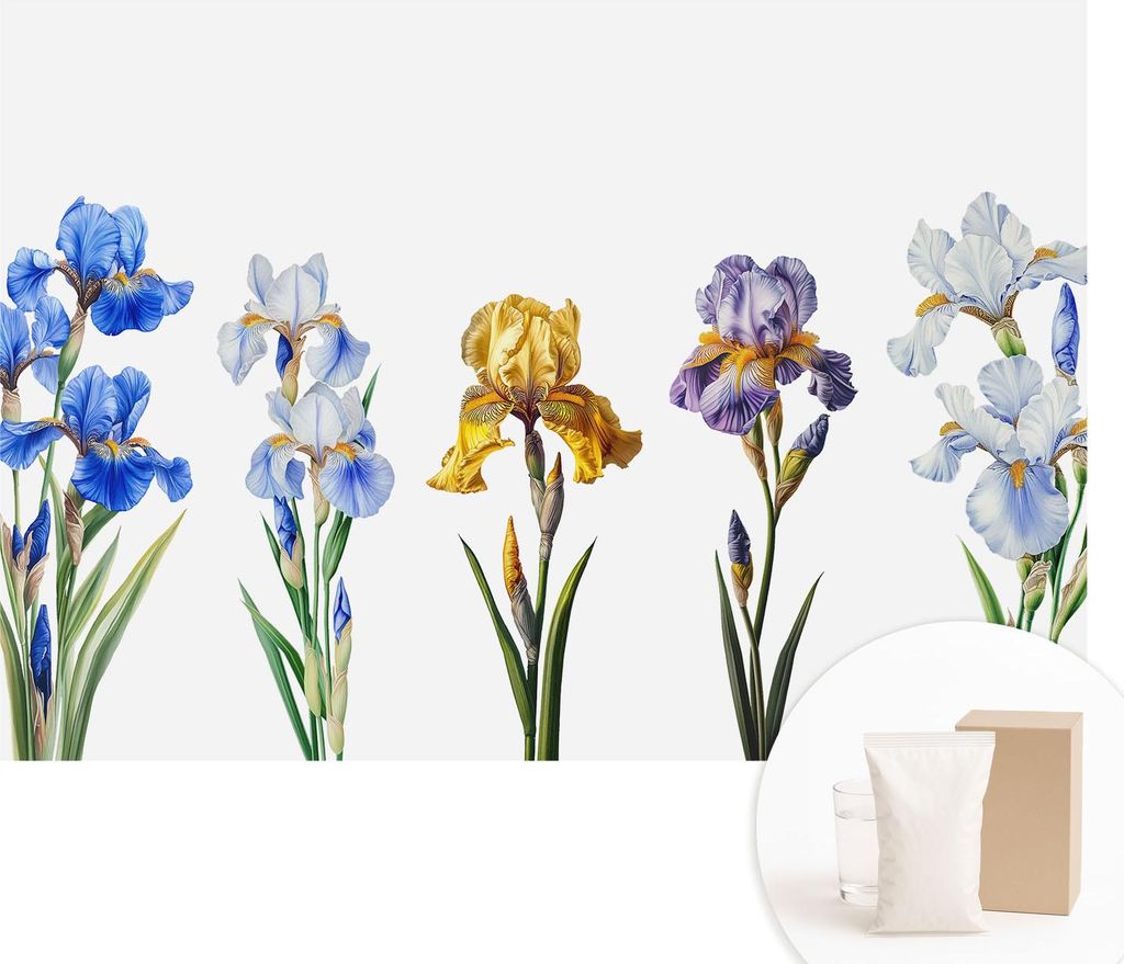 Fototapete - Wandbilder für Wohnzimmer - 208x146 cm - Dekorative Wandfolie - Modernes Design für Wanddekoration - Tapeten für Innenräume - Iris...