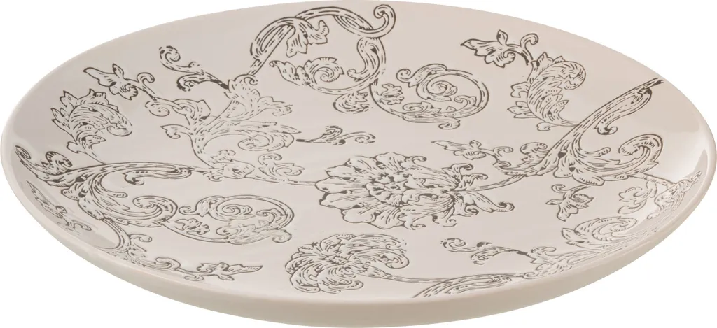 Assiette décorative Zen J-Line en porcelaine blanc et noir Ø 30 cm