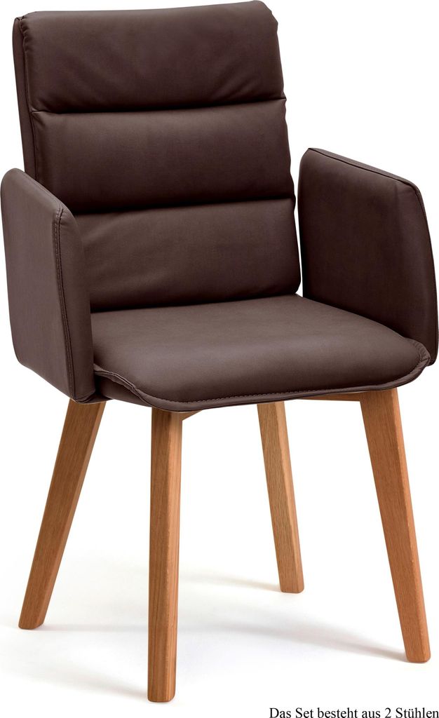 Armlehnstuhl (2er-Set) Daritsa 52x92x60 Eiche geölt/Braun