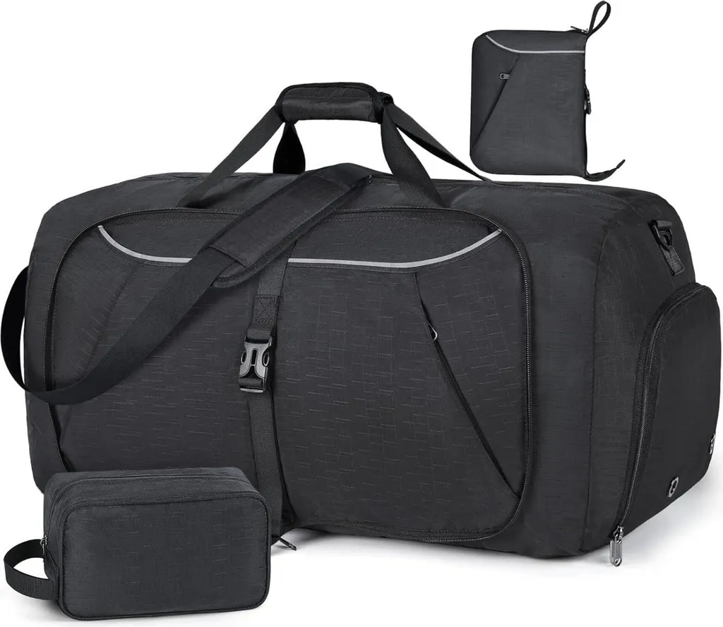 Grande Borsa da Viaggio 100L Grigia | Pieghevole con Vano Scarpe