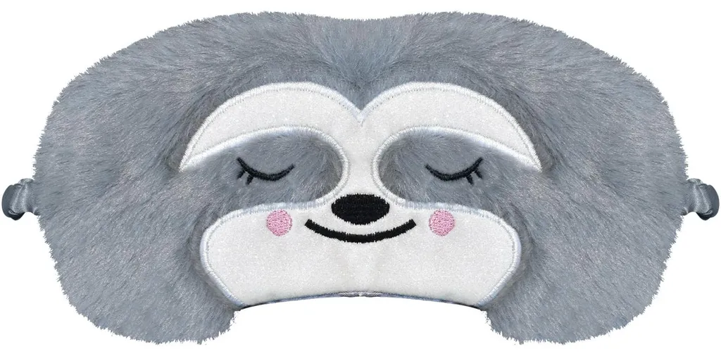 Masque de sommeil en peluche ultra douce paresseux gris ergonomique