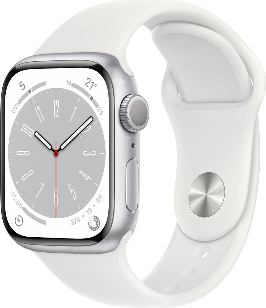 Apple Watch 8 GPS 45mm Alu Silver/White Sport Band Produktbild 11