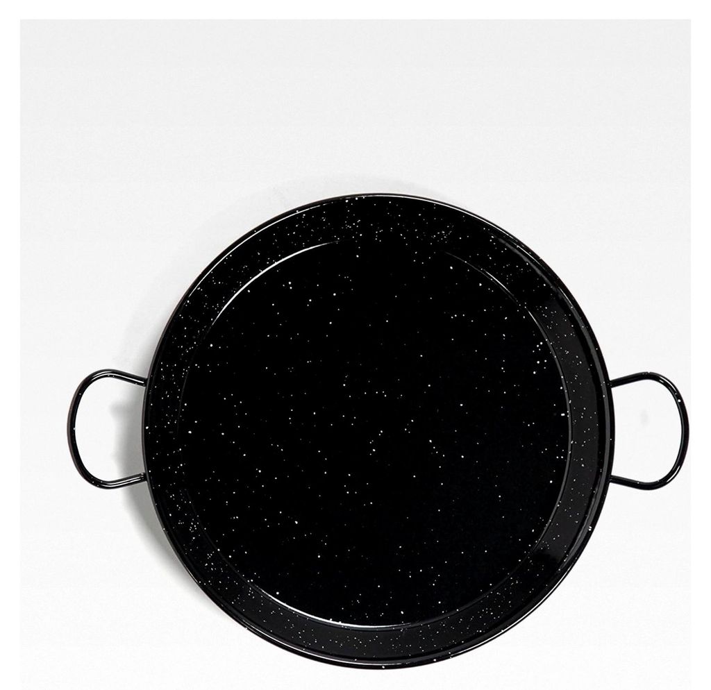 Pfanne 10 cm, emaillierter Edelstahl, Paella-Pfanne, Schwarz 32 cm