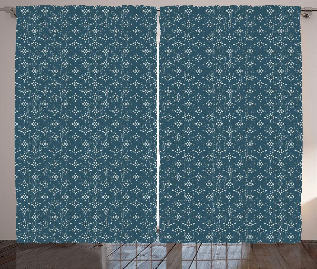 ABAKUHAUS Tenda rustica vintage, Grunge Simplistic Garden, Tenda universale per soggiorno con passanti e ganci, 280 x 175 cm, verde acqua scuro Eggshell