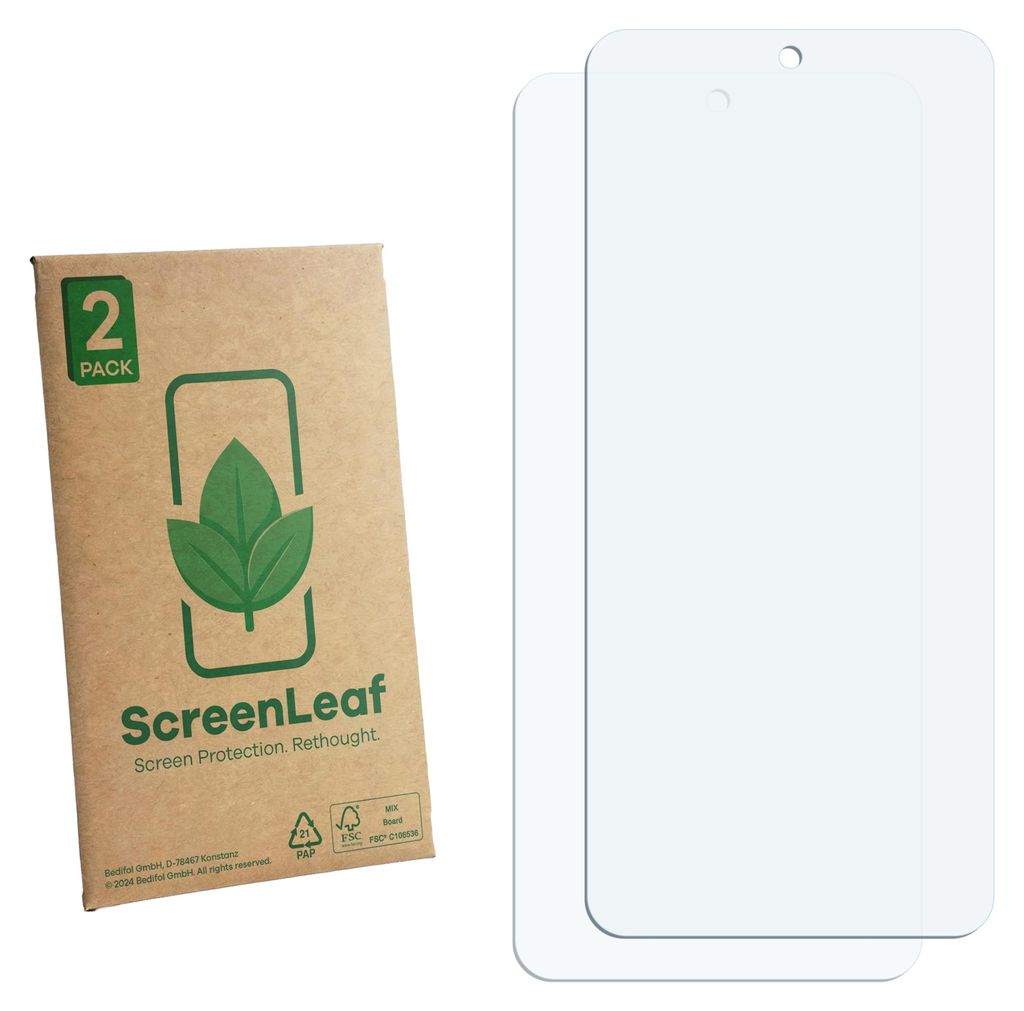 2x ScreenLeaf Schutzfolie für Honor Play 9T nachhaltiger Produktbild 