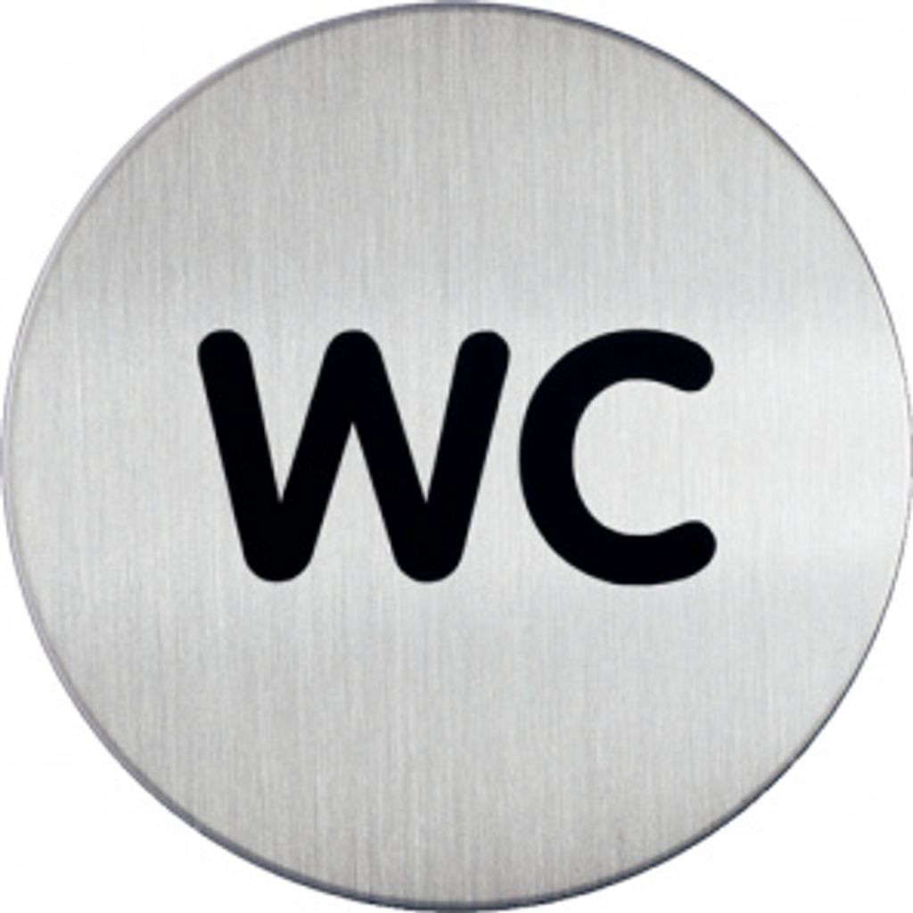 WC-Piktogramm, "WC", Edelstahl, Ø 83 mm, 1 Stk.