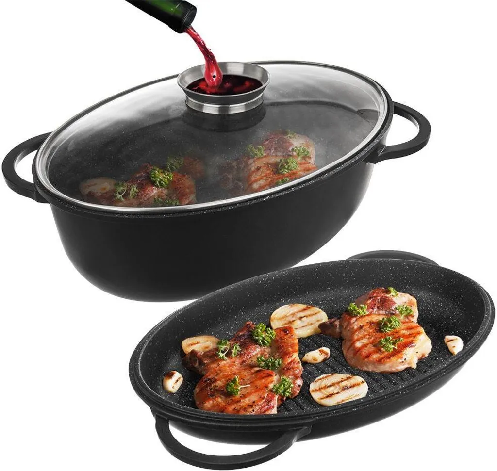 Grande Teglia per Arrosti Orion 10L - Pentola in Granito 3in1 per Grill