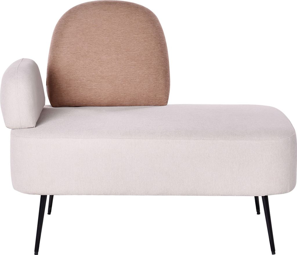 BELIANI Chaiselongue Linksseitig Hellbeige u. Braun Stoff mit Metallgestell Schwarz Modern Skandi Schlicht für Wohnzimmer Schlafzimmer Büro Flur