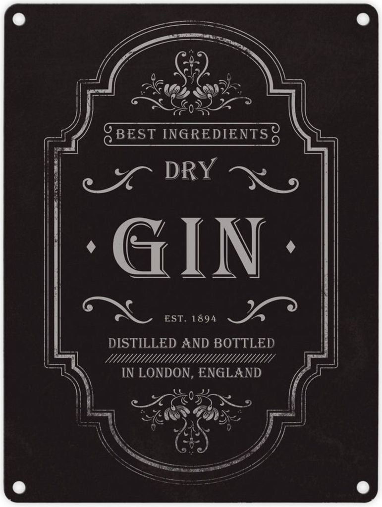 Gin Logo Schild Blechschild Aluminiumschild Emailleschild Produktbild 
