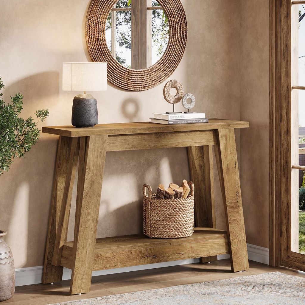 Consolle Tribesigns in stile country, tavolo in legno a 2 Immagine del prodotto 