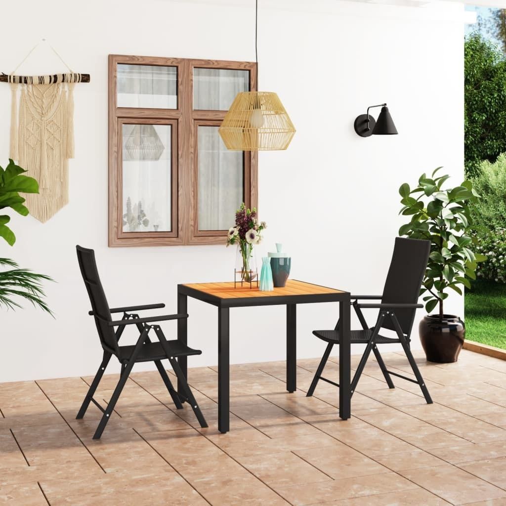 The Living Store 3-tlg. Garten-Essgruppe Schwarz und Braun