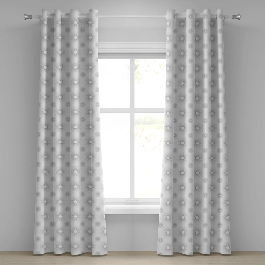 Tenda Bianca Con Occhielli 140x240 Cm | ED ENJOY HOME Collezione Smarties | Motivi Rotondi Ricamati Argento | 100% Poliestere - 3