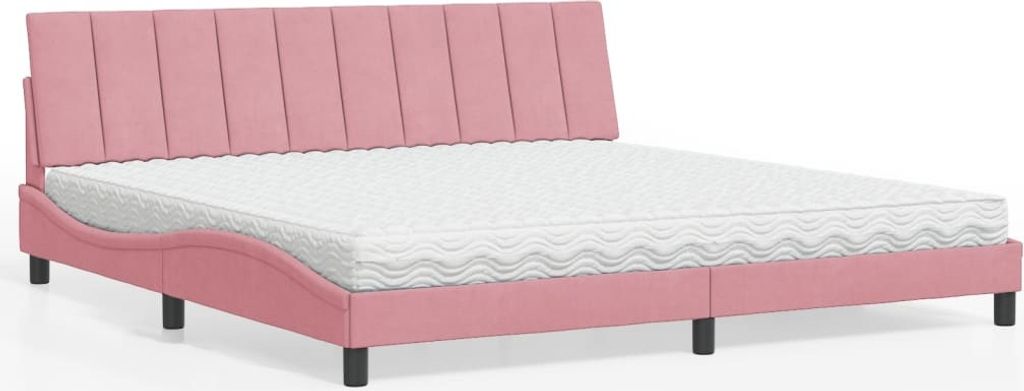 "Rabatt" Bettrahmen Hohe Qualität, Bettgestell moderne, mit Matratze, "Hanko" Rosa 200x200 cm Samt - Klassische Betten CC9221