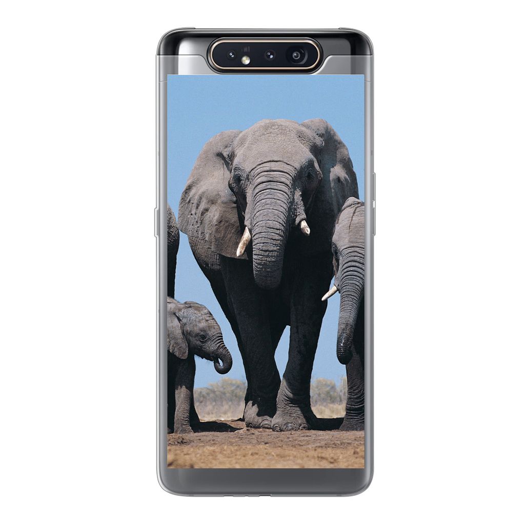 MuchoWow Handyhülle Schutzhülle Hülle für Samsung Galaxy A80 Elefant - Prärie - Tiere - Natur Silikon Softcase Handy Hülle - Schutzdeckel