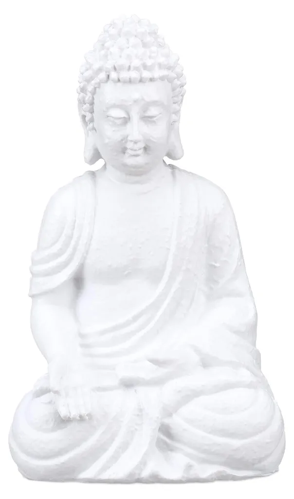 Bouddha de Jardin Incassable et Anti-Gel : Déco Blanche Durable 30 cm