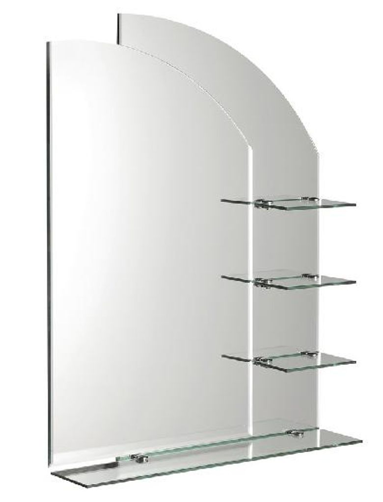 Aqualine Wega - Lustro 650x900 mm, zaokrąglone, z półkami Zdjęcie produktu 