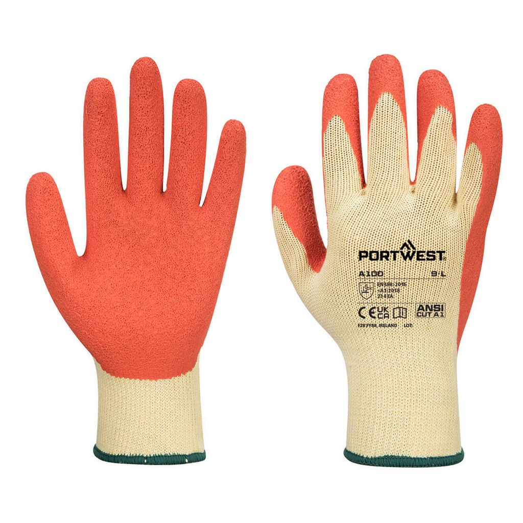 Portwest A100 Grip Latex-Handschuh Orange Gr. M
