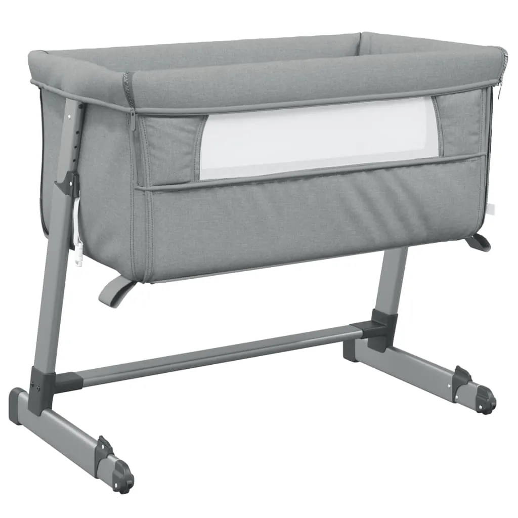 Lit Bébé Complet avec Matelas Confortable Gris Clair en Lin vidaXL - 3