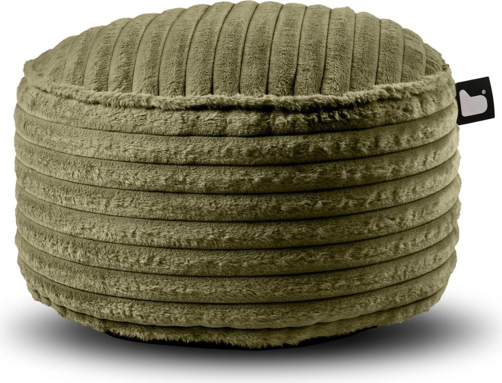 Extreme Lounging - b-poufe cord - Hocker rund - innen - weicher und bequemer Stoff 60x40cm - Farn