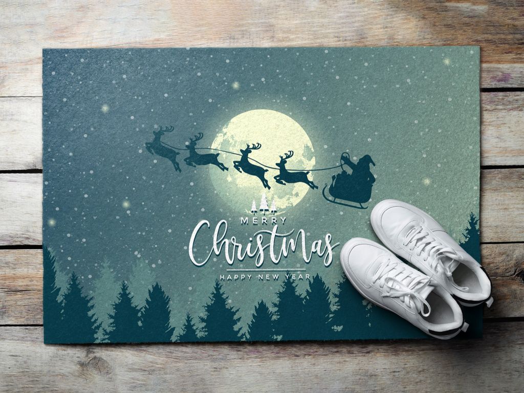 Fußmatte Aussen - Schuhmatte Haustür- Schmutzfangmatte Türvorleger - Outdoor Teppich Schmutzfänger - 90x60 cm - Santa Claus Team
