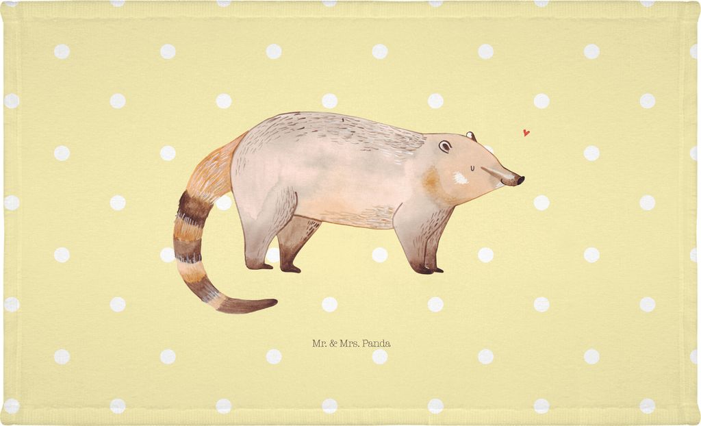 Mr. & Mrs. Panda Handtuch Nasenbär - Gelb Pastell - Geschenk, Rüsselbär, Flauschtuch, frottierhandtuch, Bär, Frotteehandtuch, gesichtshandtuch,...