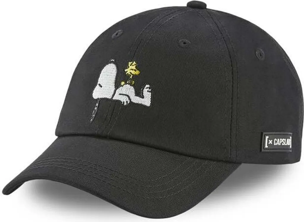 Casquette de baseball noire Capslab Peanuts Snoopy en coton ajustable