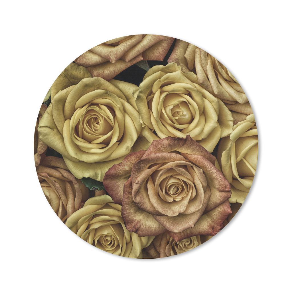 MuchoWow Mauspad Mousepad Rosen - Gold - Blumenstrauß 50x50 cm - Mousepads - Maus Mat - Pad - Mausunterlage - Vinyl