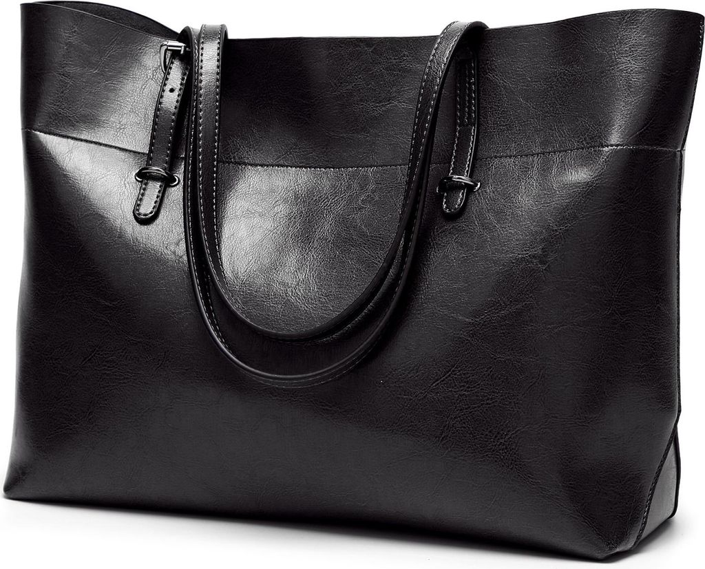 STILVORA Handtaschen Damen,Reisetasche Tagesrucksack aus Lederstoff,Umhängetasche,Schwarz