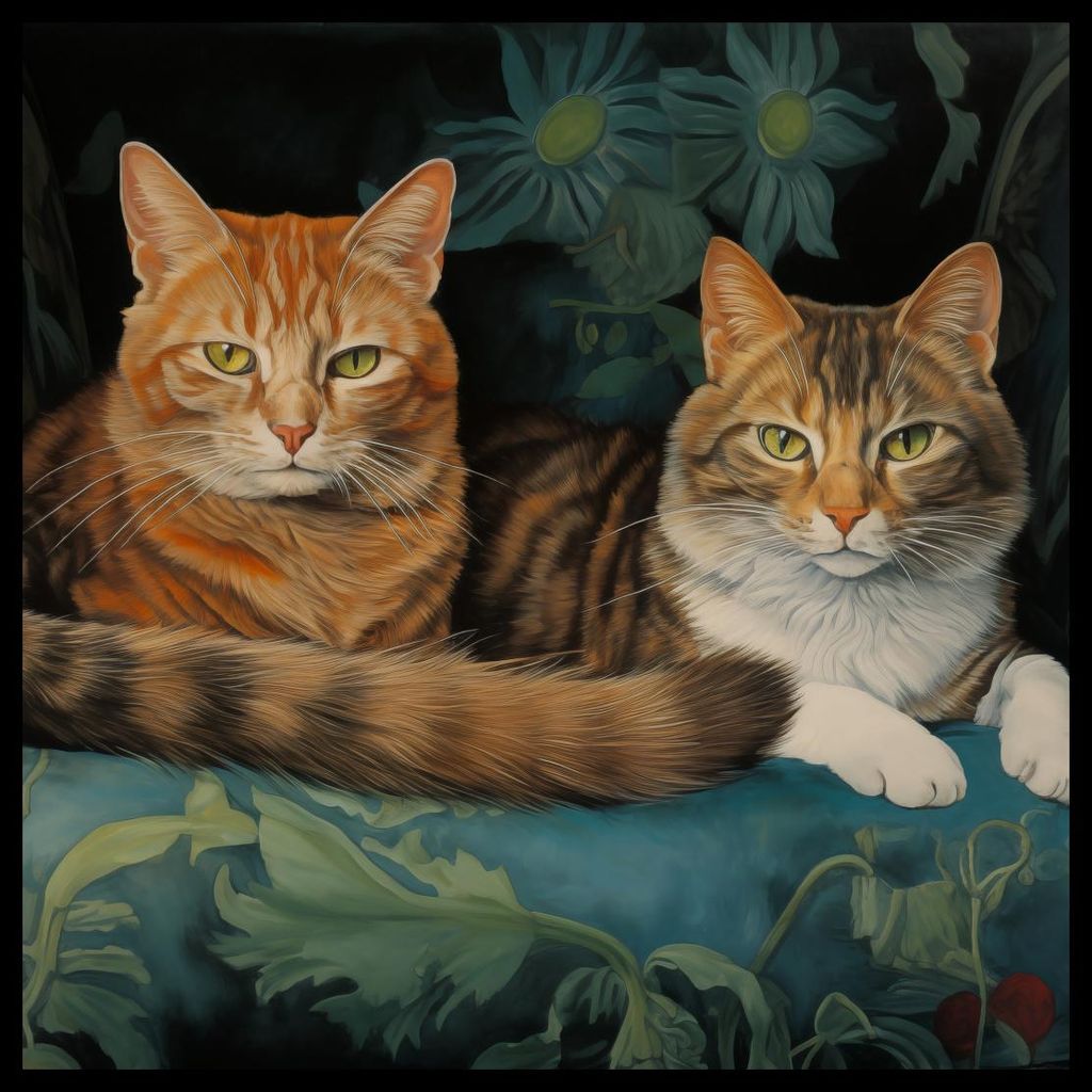 Poster 70x70cm Katzen auf dem Stuhl