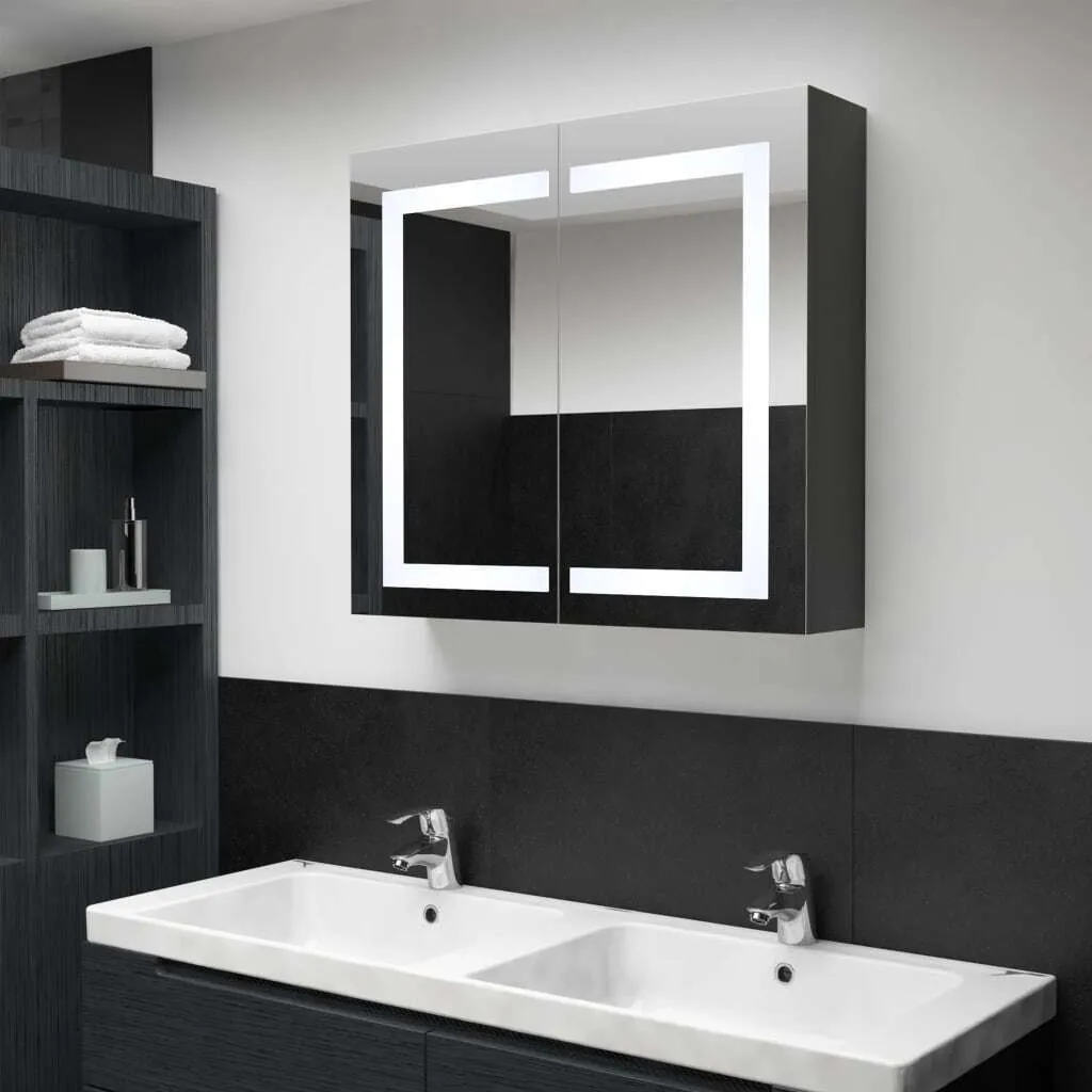 Armoire de toilette LED 80x68cm : Organisation et lumière pour salle de bain