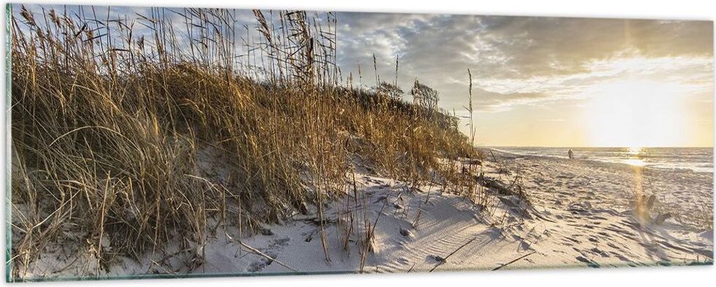 Bilder auf glas - Einteilig - Sand Gras Meer - 90x30cm - Glasbilder - Wandbilder - Bilder - zum Aufhängen bereit - Wanddekoration aus Glas - Glas ...