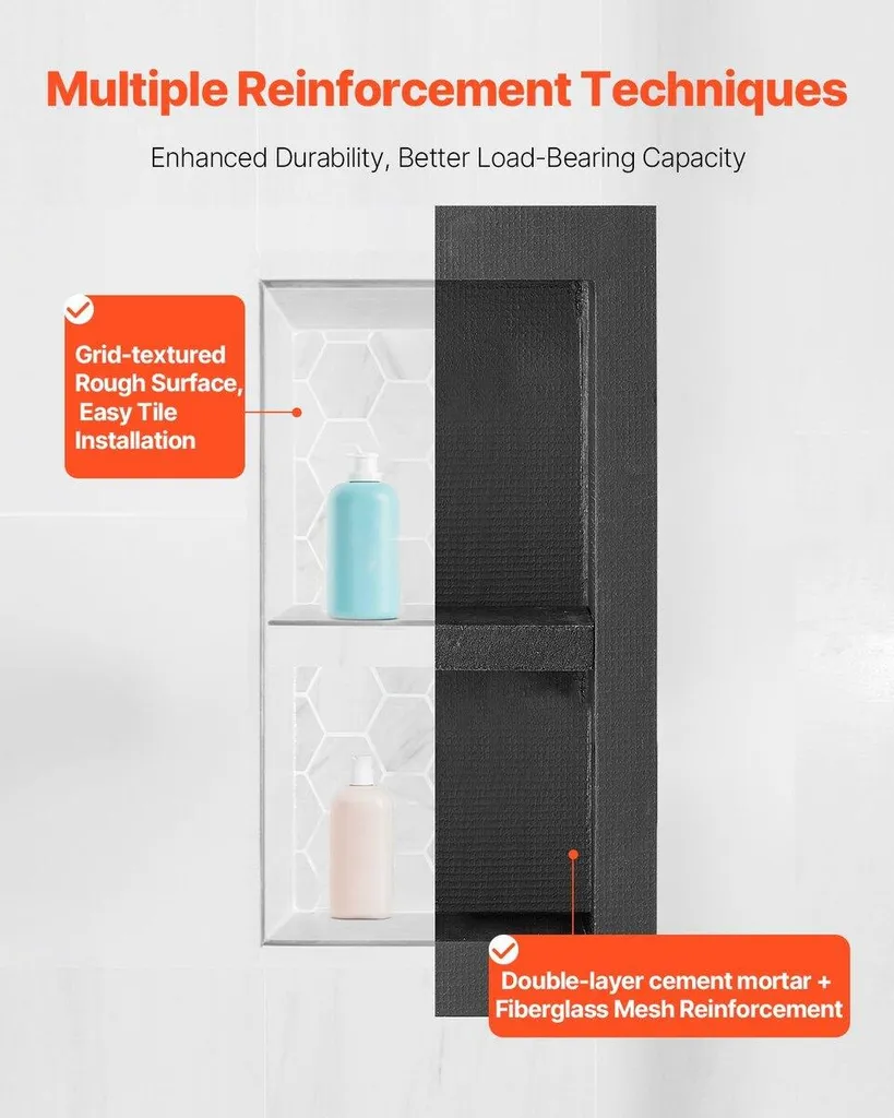 Niche de douche inox 40,6x81,3 cm étanche avec double compartiment - 4
