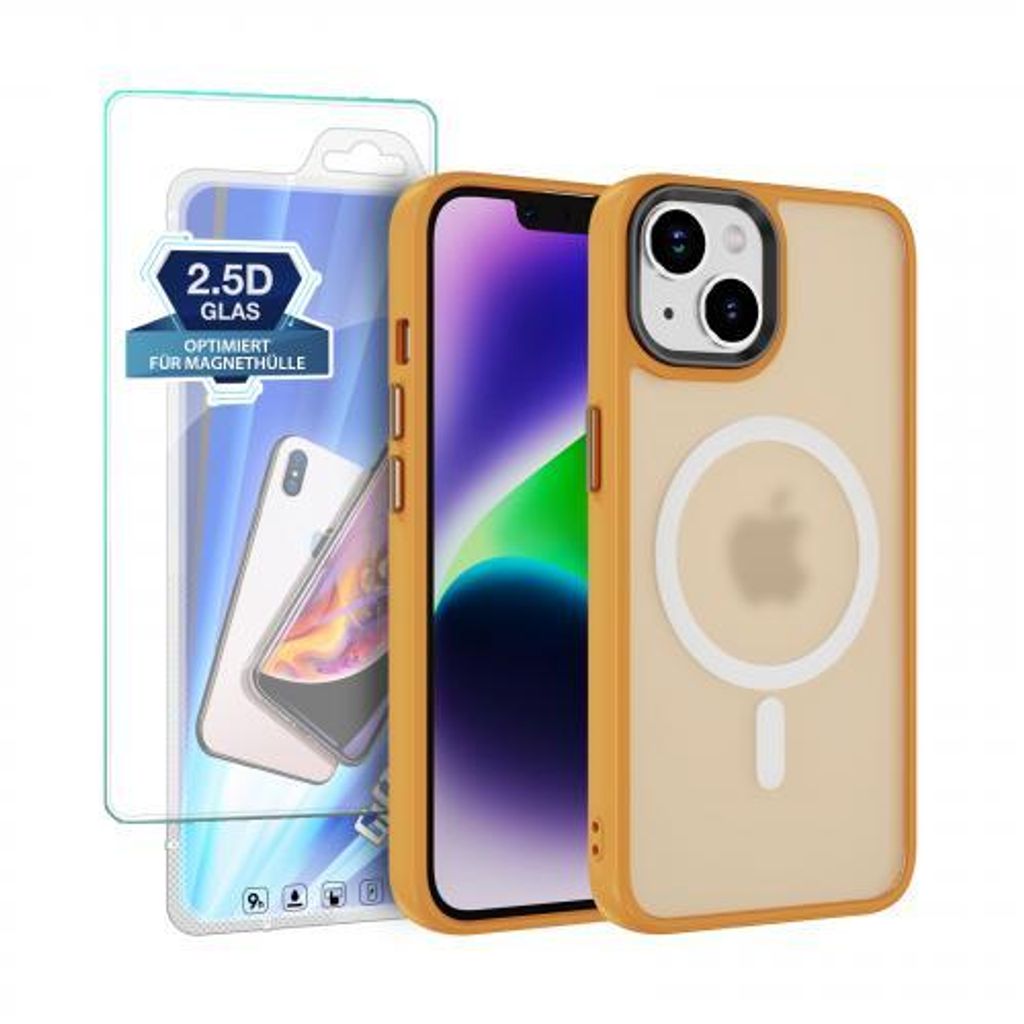 Armor-Magnethülle für Apple iPhone Serie - Farbe: Gelb - Modellkompatibilität: Für Apple iPhone 13 - Displayglas: Mit 9H Displayglas
