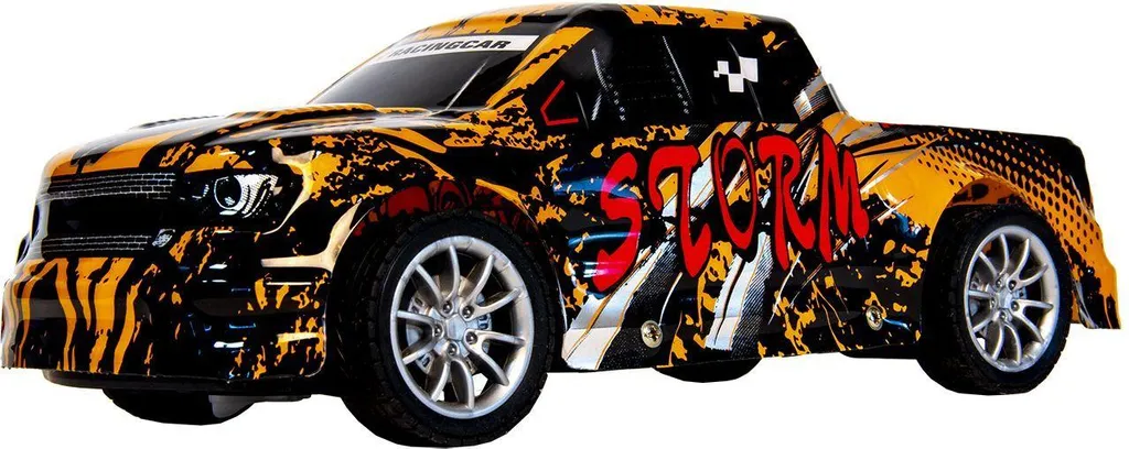 Voiture de course télécommandée orange haute vitesse avec LED intégrées