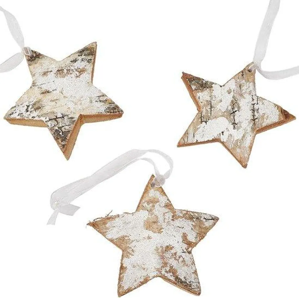 Étoiles de Noël en bois naturel avec bougies suspendues - Lot de 10