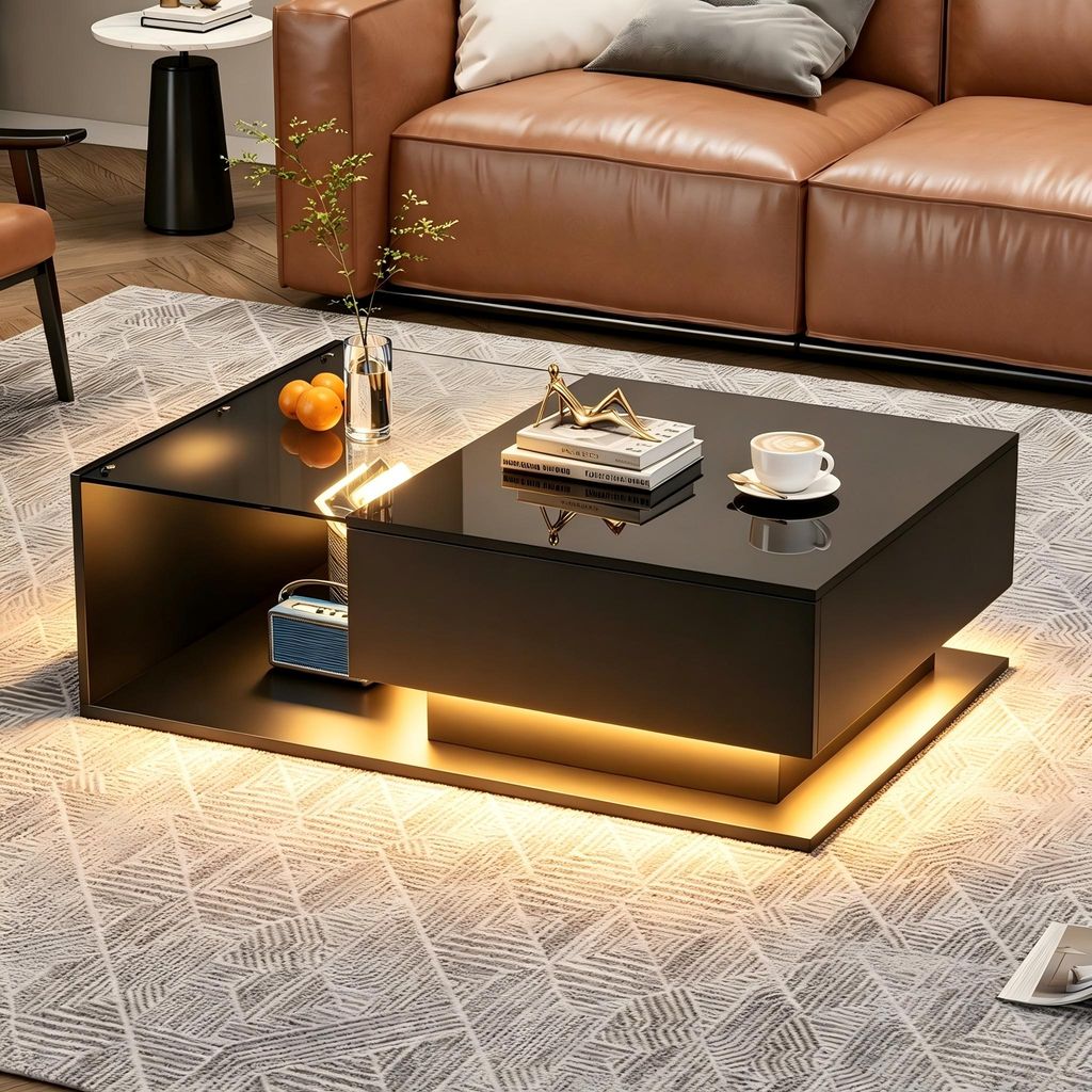 Mesa de centro de 100x50x32 cm, fabricada con tablero de Imagen del producto 