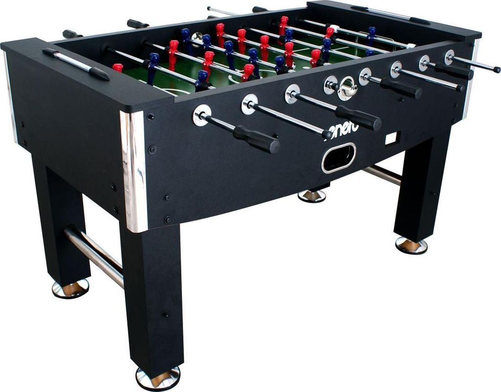 Kickertisch 142x76x88 cm Schwarz – stabiler Fußballtisch mit Zubehör, robuster Tischkicker für Kinder und Erwachsene, ideal für Zuhause und B...