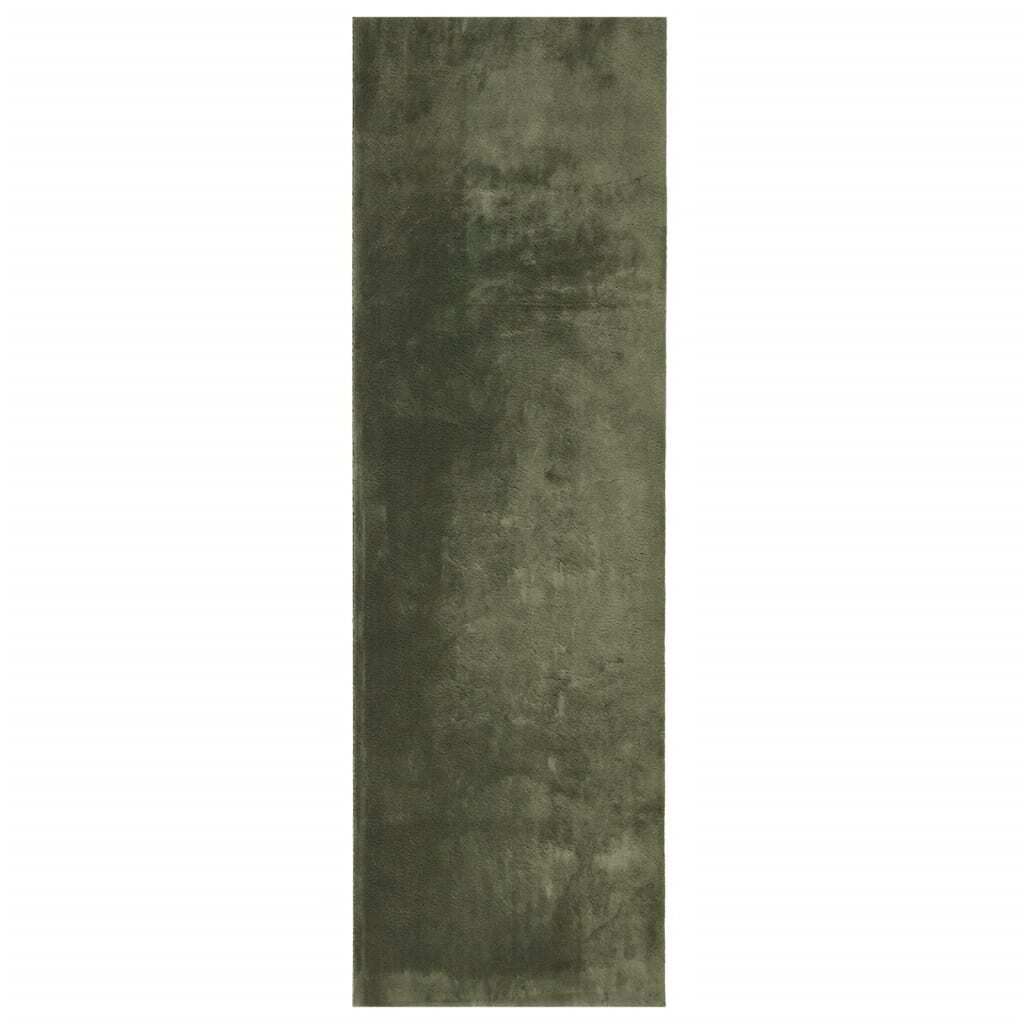 vidaXL Teppich HUARTE Kurzflor Weich und Waschbar Waldgrün 80x250 cm