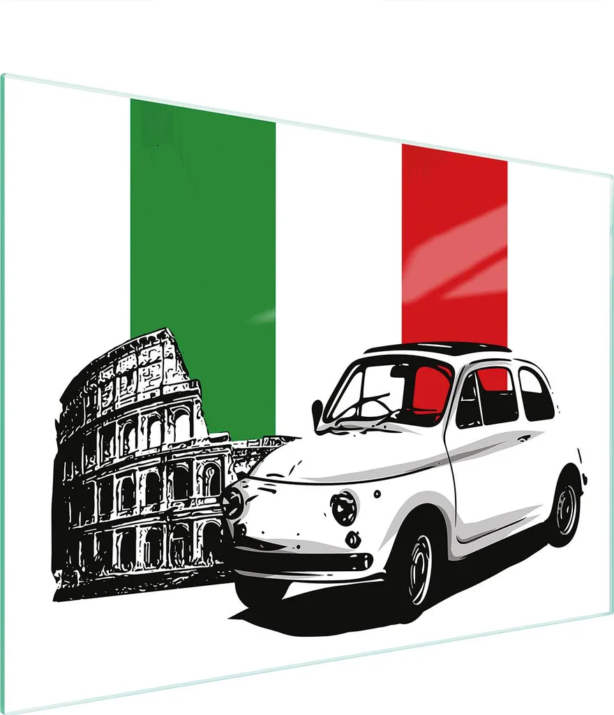Tagliere Piastra Vetro Multiplo 30x22 cm Bandiera Auto - Copriforno Top