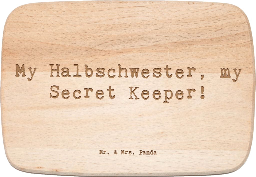 Mr. & Mrs. Panda Schneidebrett Holz Spruch Halbschwester Geheimnishüter - Transparent - Geschenk, besondere Beziehung, handgemacht, Liebe, Holzbre...