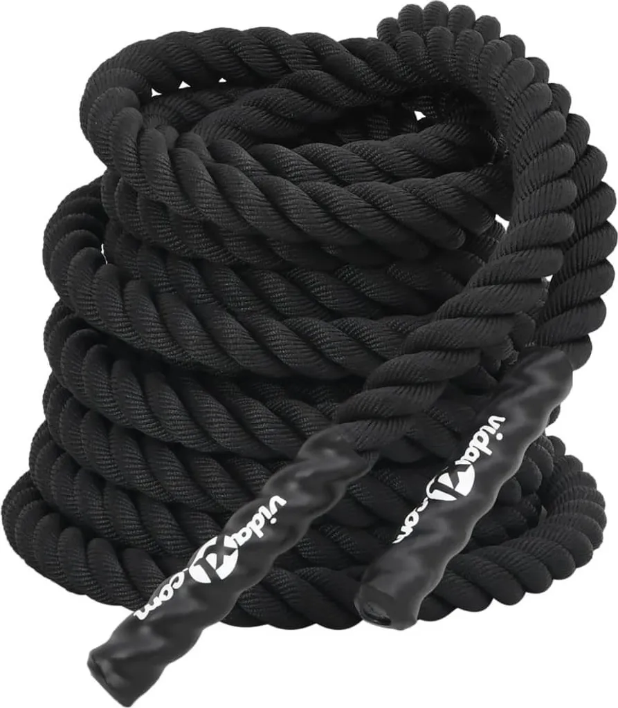 Battle Rope en Polyester Noir 15m 11kg - Corde Ondulatoire de Fitness