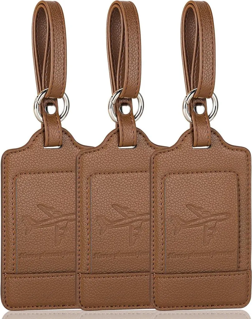 Lot de 3 étiquettes de valise Teskyer en cuir PU pour voyage serein