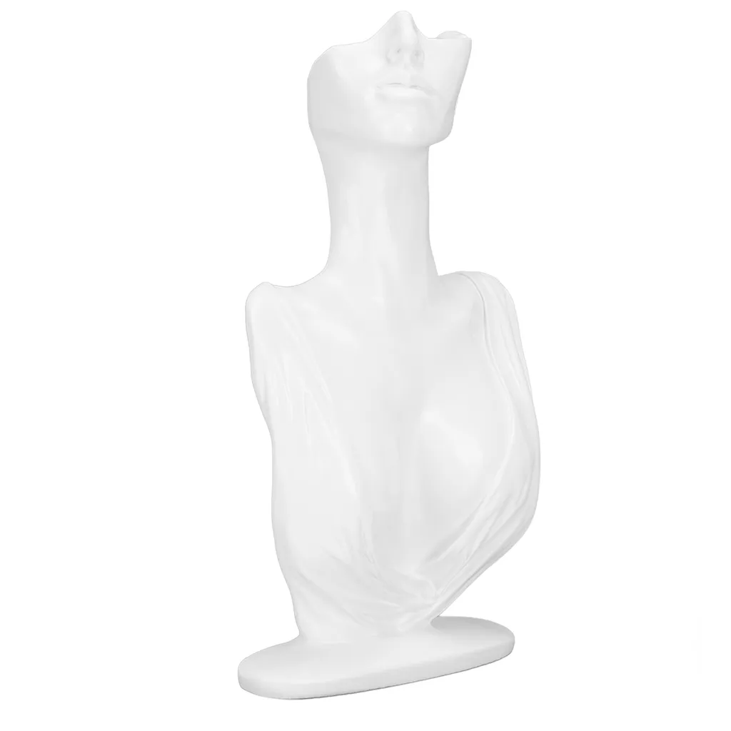 Buste présentoir bijoux design blanc résine finition lisse luxe