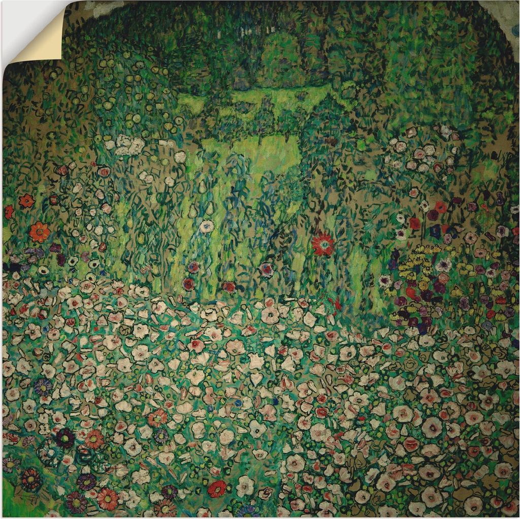 ARTland Wandbild, selbstklebend Gartenlandschaft mit Bergkuppe (Gartenla Größe: 100x100 cm
