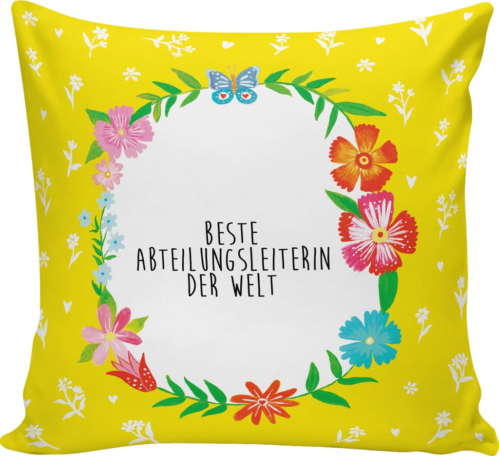 Mr. & Mrs. Panda Kissen 40x40 Abteilungsleiterin - Weiß - Geschenk, Chefin, Kuschelkissen, Kleines, für sofa, Deko, Leiterin, Dekokissen, Kollegi...