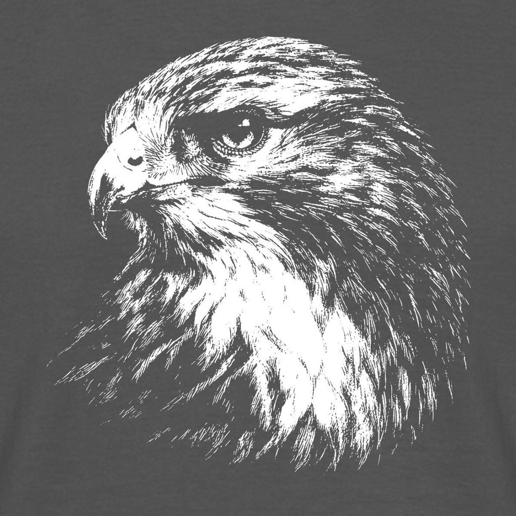 Spreadshirt Adler Kopf | Minimalistisches Adler Motiv Männer T-Shirt, S, Anthrazit