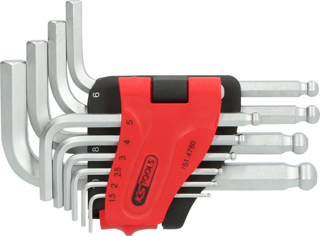 KS TOOLS Winkel Schraubendreher Werkzeug Satz Innensechskant Kugelkopf matt Chrom 151.4780