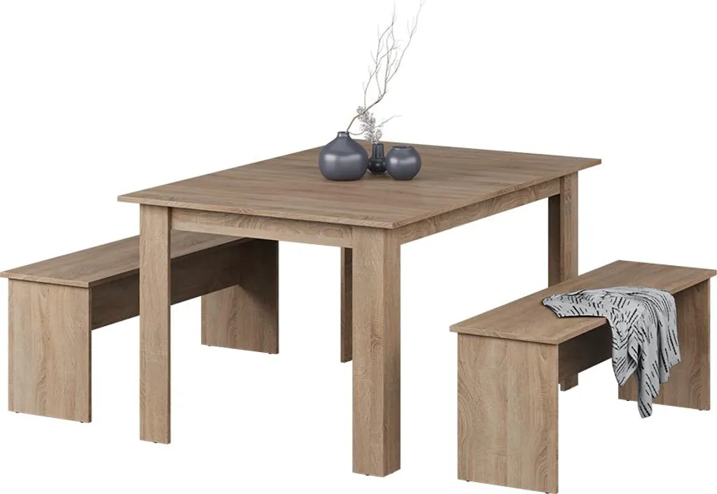 Ensemble table à manger bois et bancs assortis pour salle à manger - 5