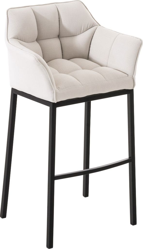 Barhocker HLO-CP1 B Stoff mit 4-Fuß Gestell weiß