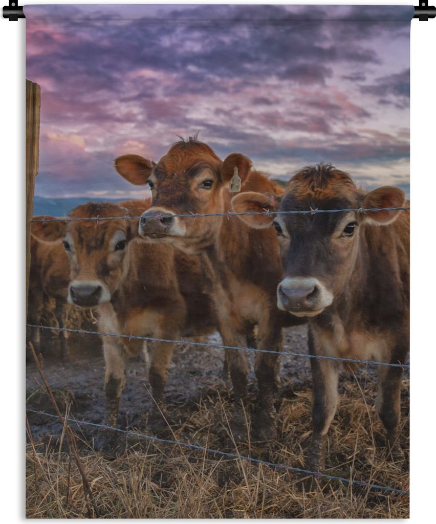 MuchoWow Wandteppich Wandbehang Kuh - Tiere - Kühe 90x120 cm Tapisserie Dekoration Wandtuch - Wanddeko